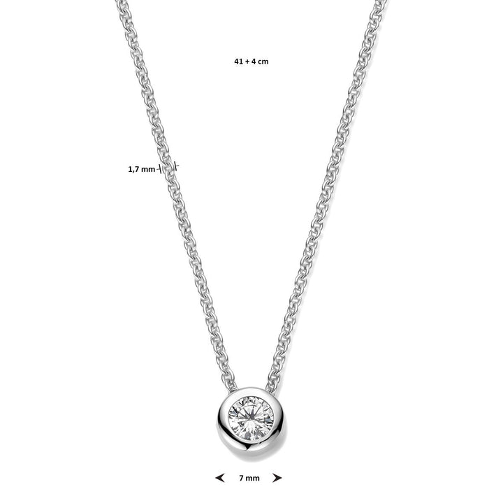 Zilveren collier met zirkonia – gerhodineerd 925 zilver (set)