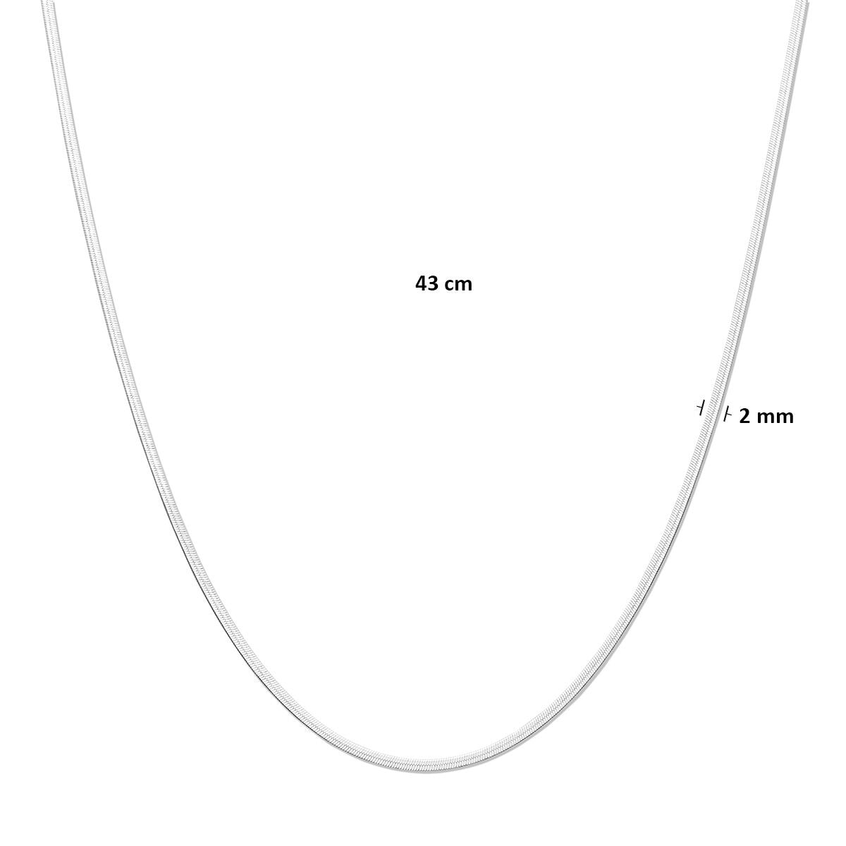 naszyjnik wąż płaski 2 mm 43 cm srebro rodowane