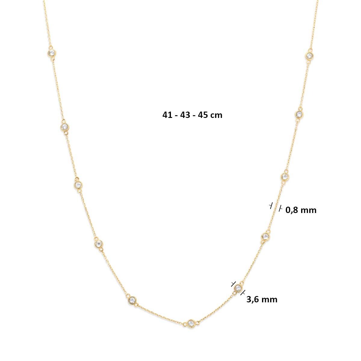 9k geelgouden collier met zirkonia