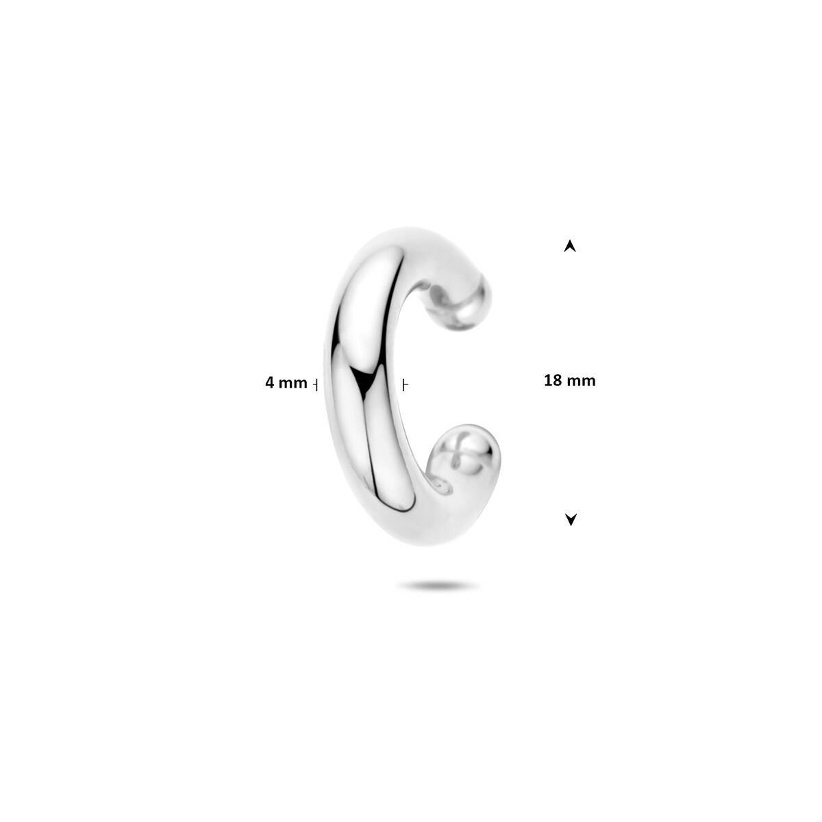 Rodowany 925 srebrny ear cuff 18 x 4 mm
