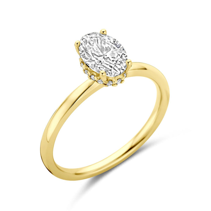 14k Geelgouden ring met lab grown diamant ovaal