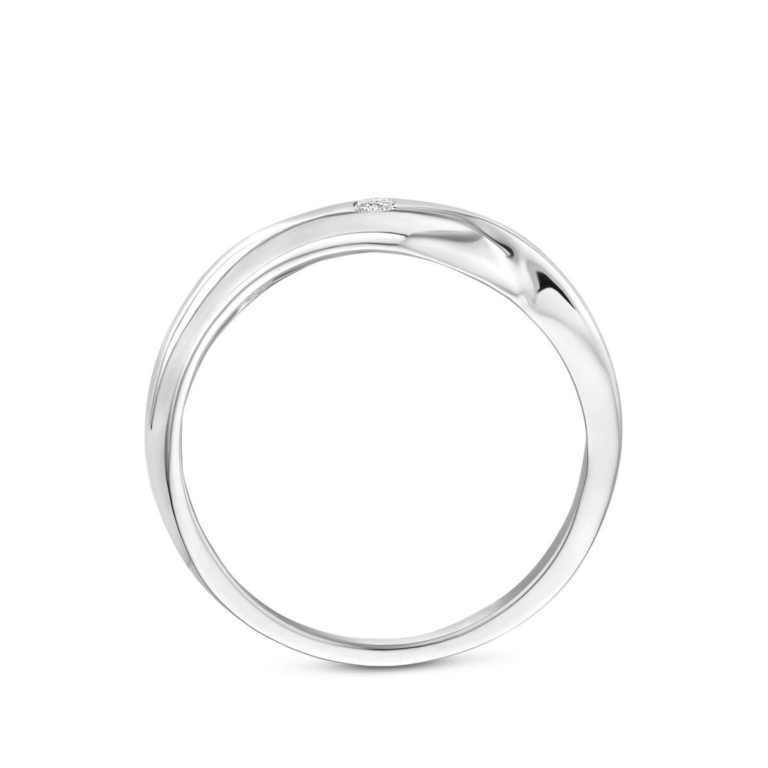 Gerhodineerd 925 zilveren ring met lab grown diamant
