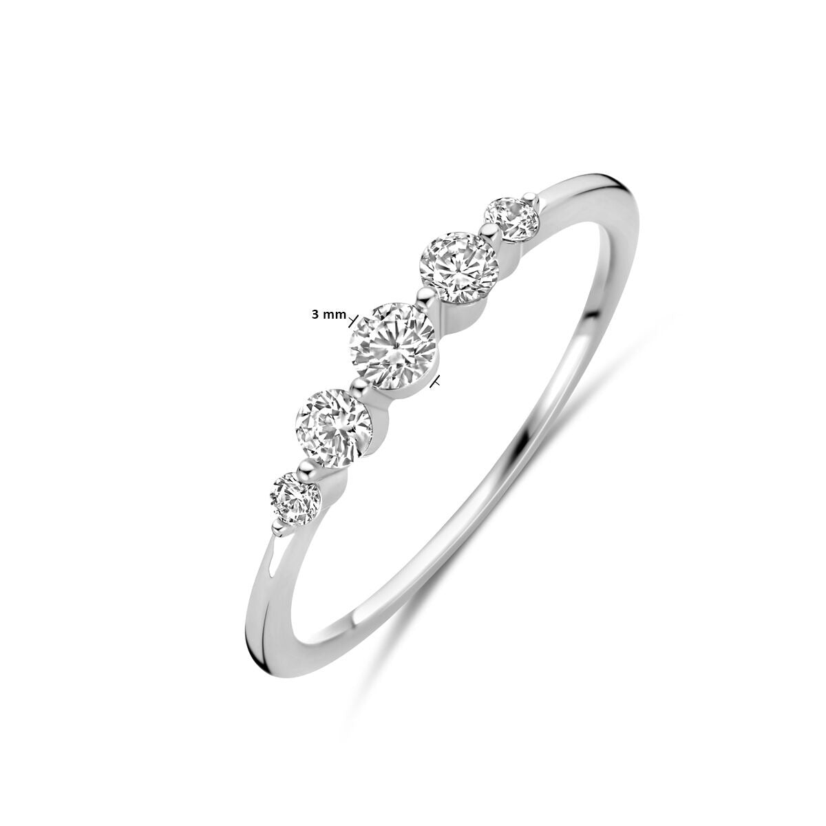Srebrny damski pierścionek z cyrkonią – rodowany 925 srebro, 3 mm
