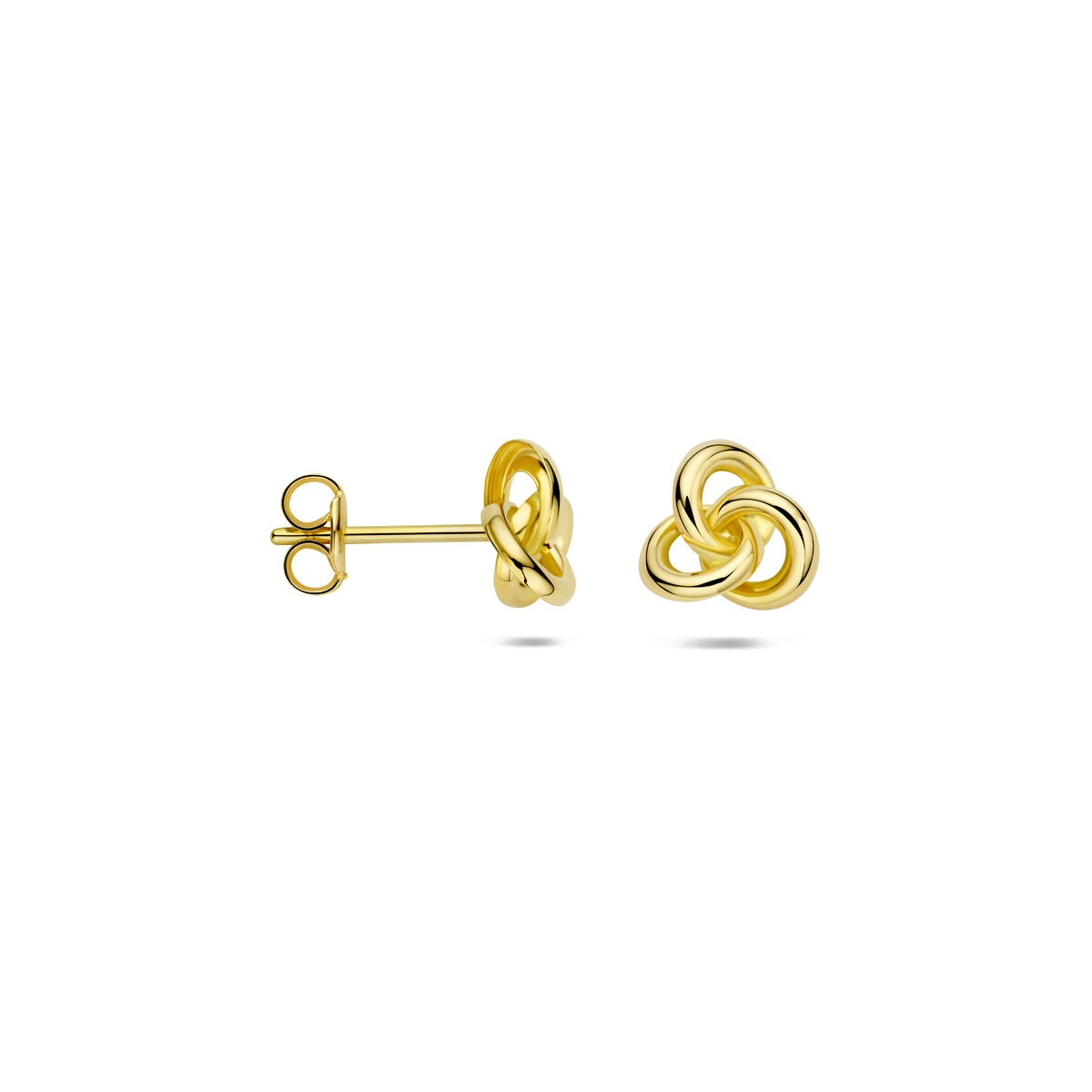 Żółte złoto kolczyki wkrętki z węzłem – 14k