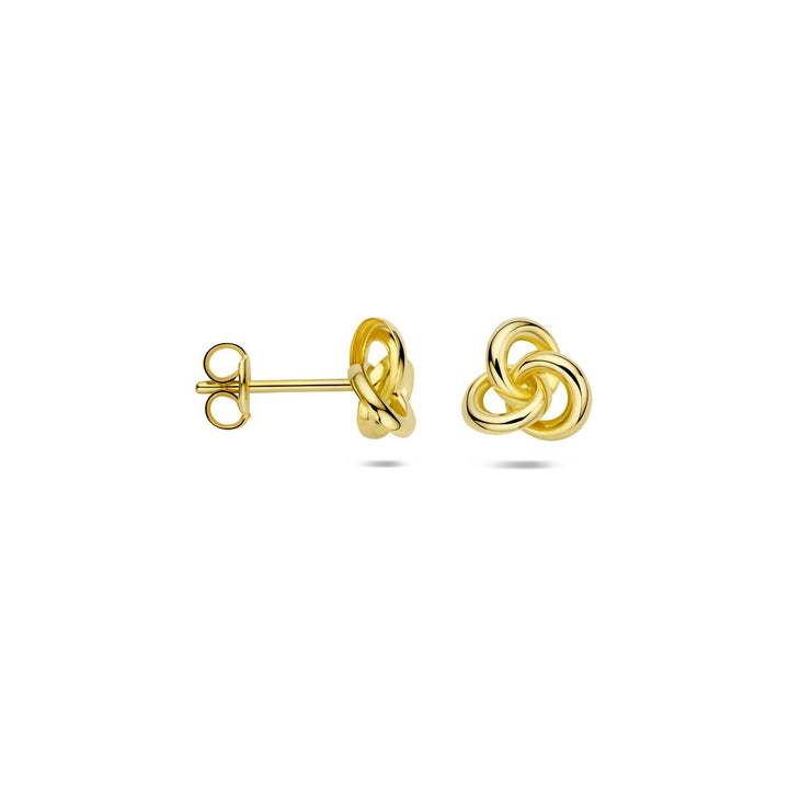 Geelgouden oorknoppen met knoop – 14k