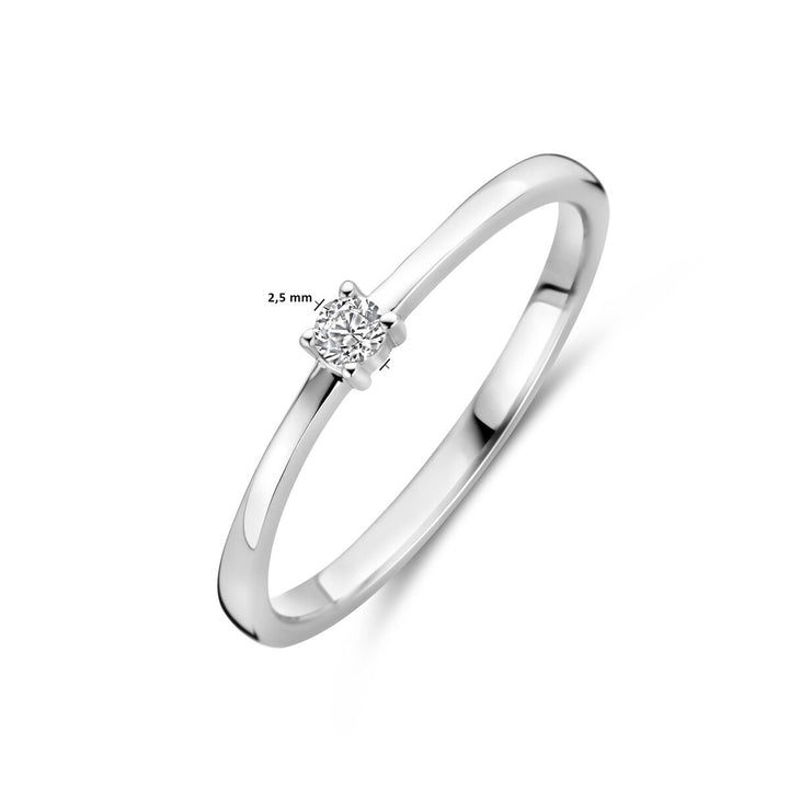 Zilveren damesring met zirkonia – gerhodineerd 925 zilver, 2,5 mm breed