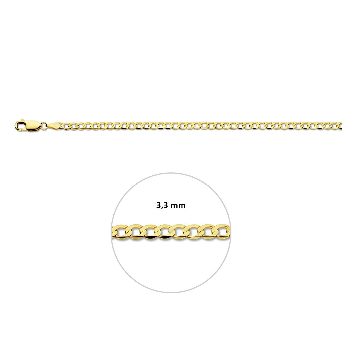 9k Żółte Złoto Bransoletka Gourmet 3.3 mm