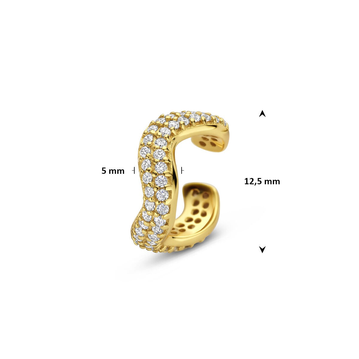 Pozłacany srebrny ear cuff z cyrkonią – błyszczący detal bez przekłucia