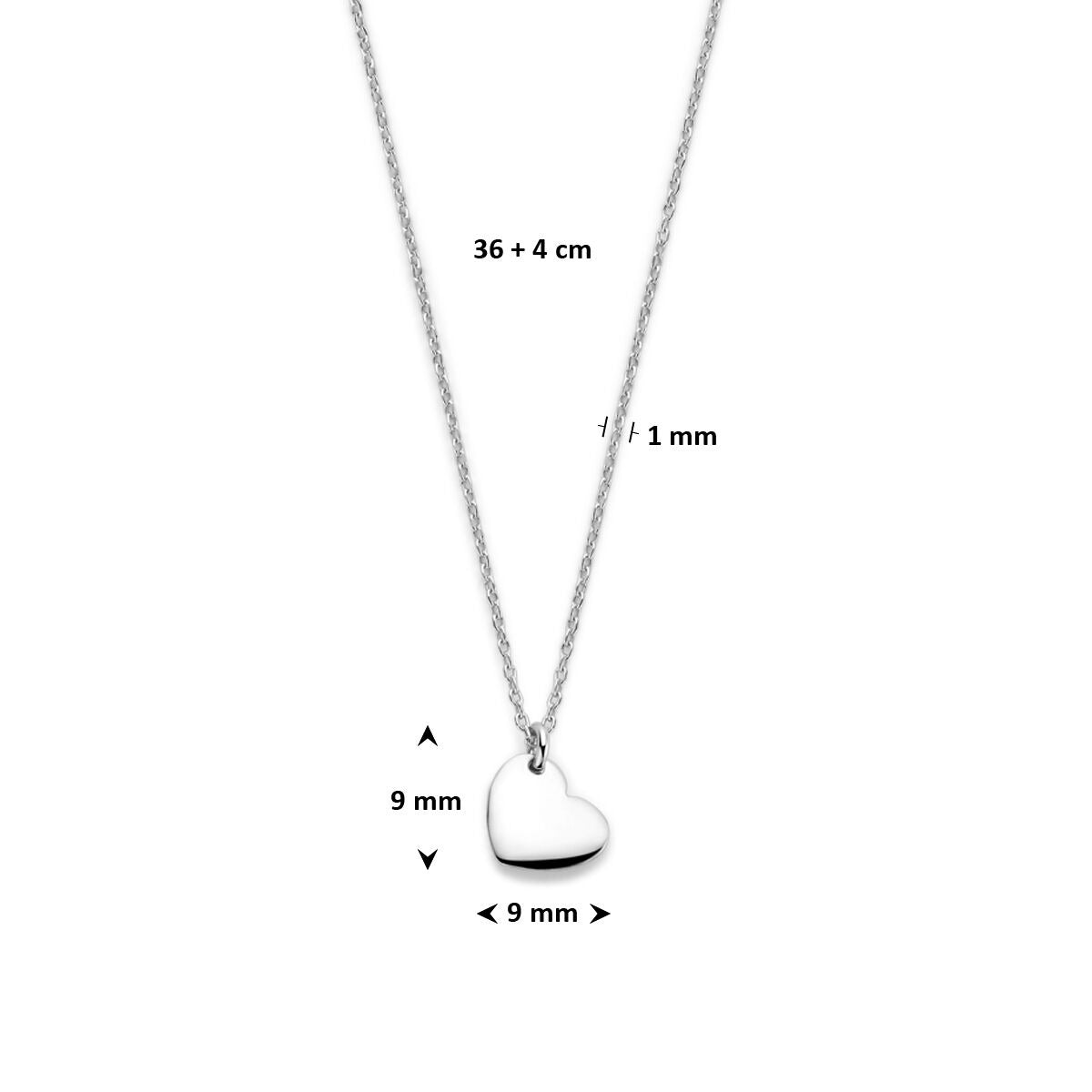 naszyjnik serce 36 + 4 cm srebro rodowane