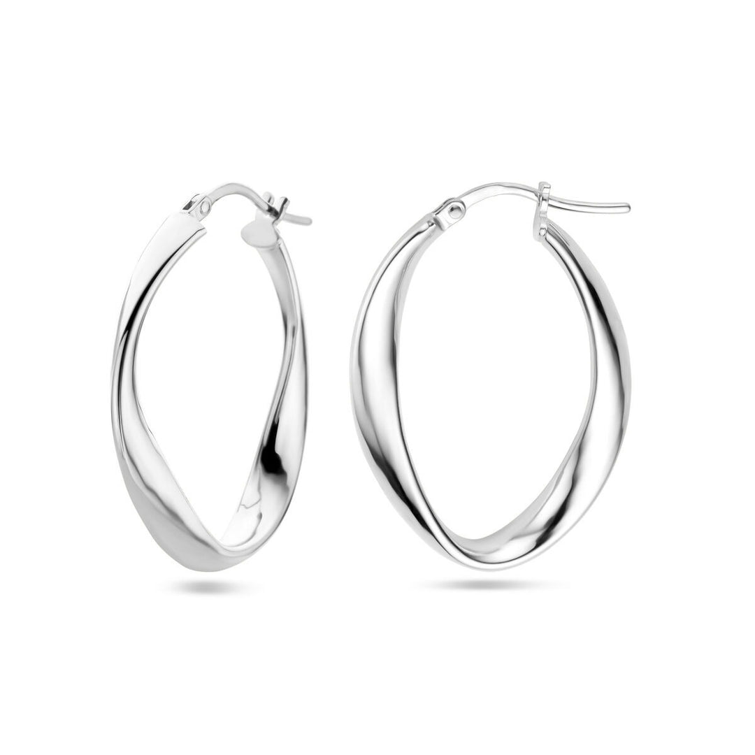 Zilveren dames oorringen – gerhodineerd 31 mm