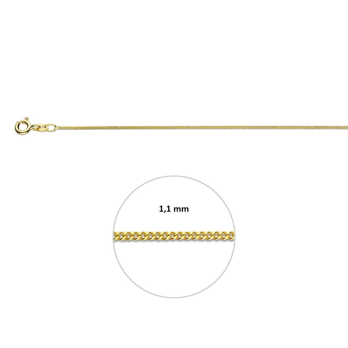 14k żółte złoto naszyjnik gourmette – 1.1 mm
