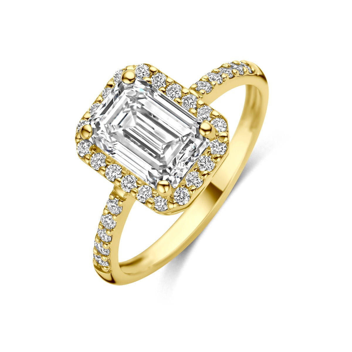 pierścionek z żółtego złota 14k z diamentem hodowanym w laboratorium
