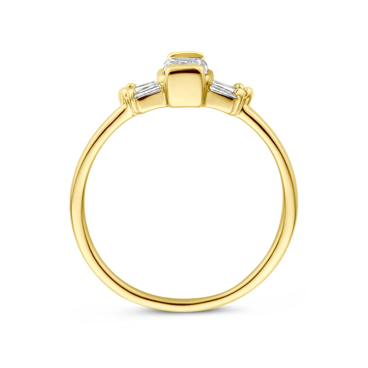 14k żółte złoto damski pierścionek z 0.64ct diamentem hodowanym w laboratorium – 7mm szeroki