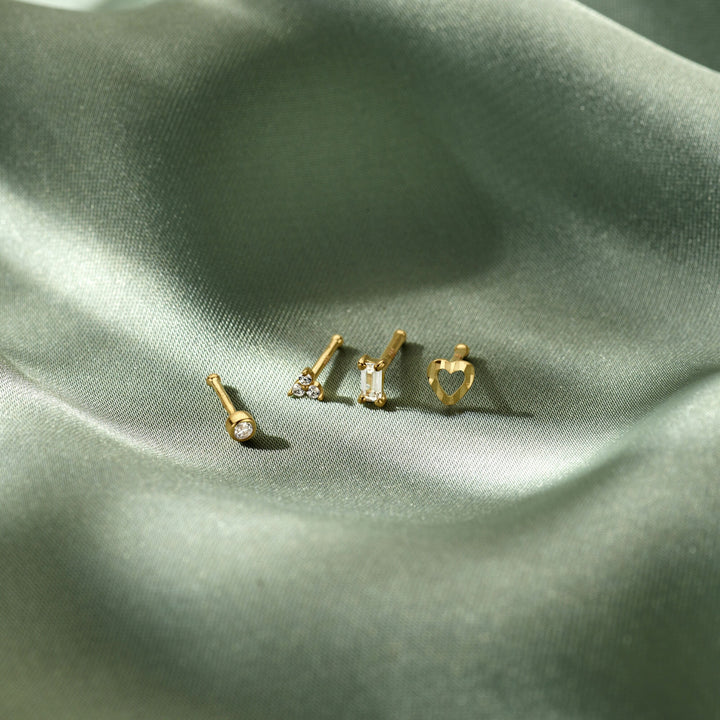 14k Geelgouden neusknopje in hartvorm