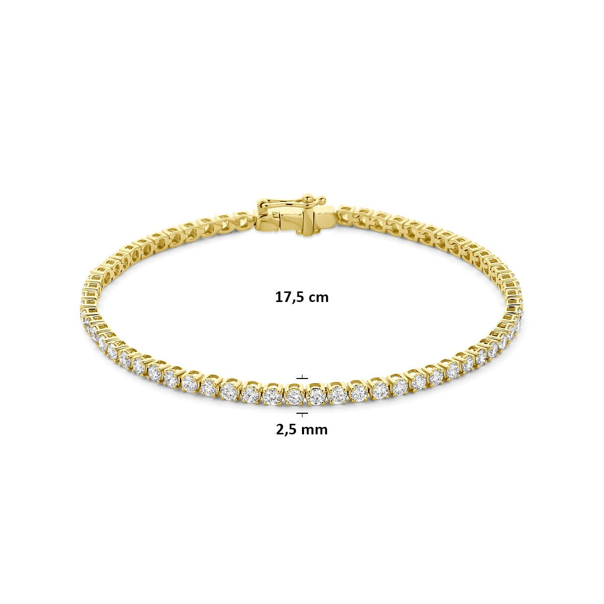 14k Złota bransoletka tenisowa z diamentem hodowanym w laboratorium