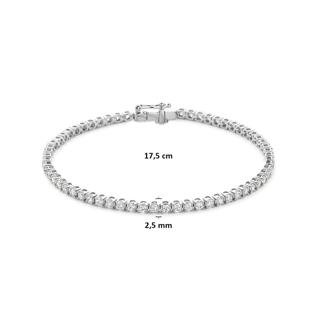 14k bransoletka tenisowa z białego złota z diamentem hodowanym w laboratorium