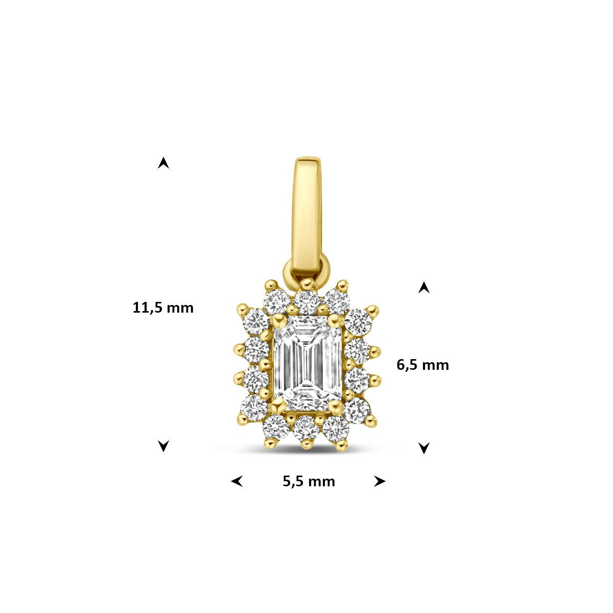 14k Żółte złoto wisiorek z diamentem hodowanym w laboratorium