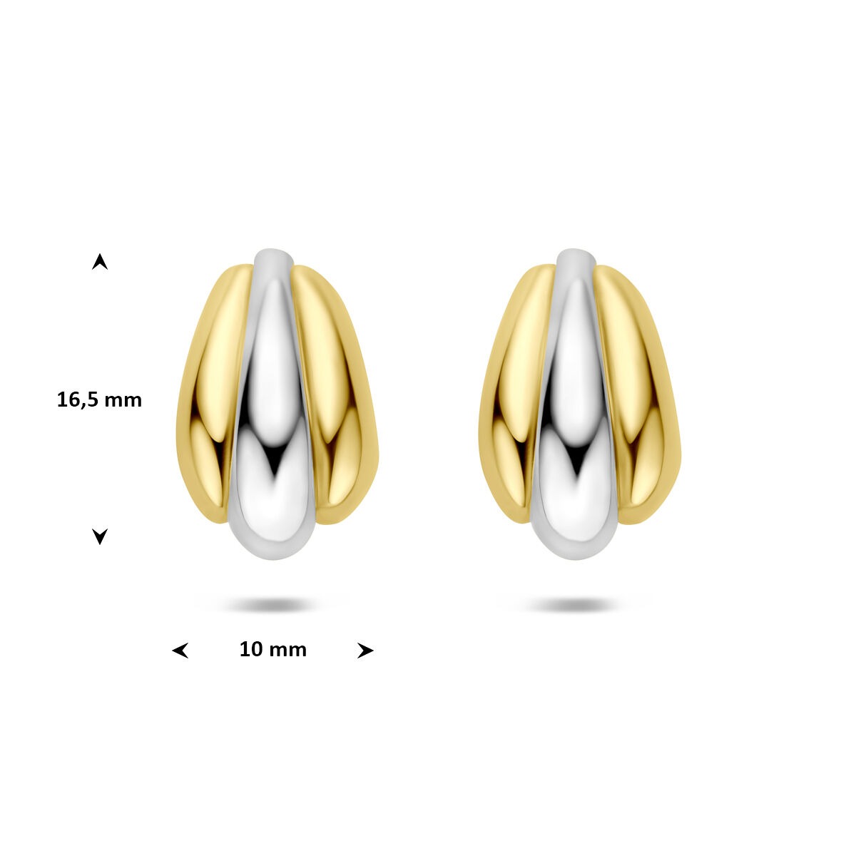 Pozłacane i rodowane 925 Srebrne kolczyki wkrętki 16,5 x 10 mm