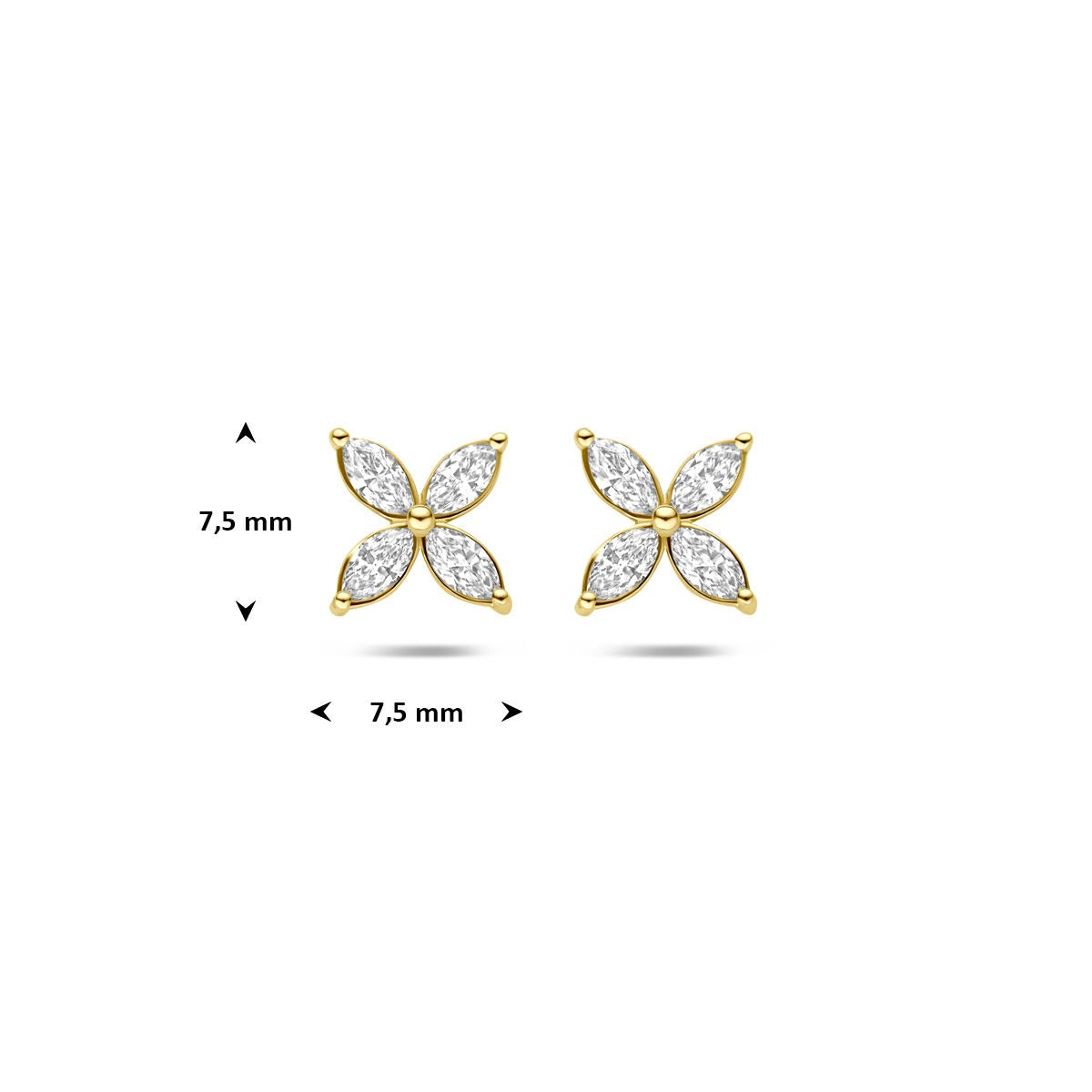 14k żółte złoto kolczyki wkrętki z lab grown diamentem w kształcie kwiatu