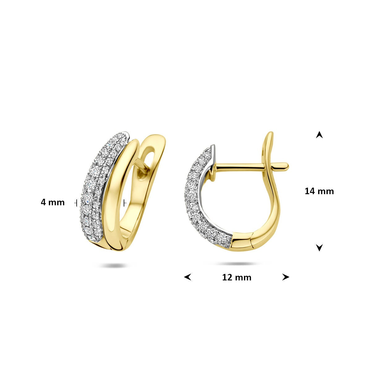 14k bicolor złote kolczyki koła z diamentem