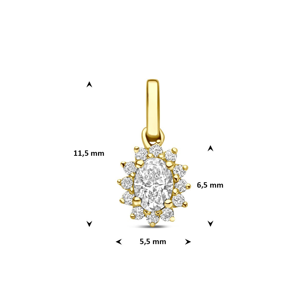 14k Żółte złoto wisiorek z diamentem lab-grown 0,21 ct