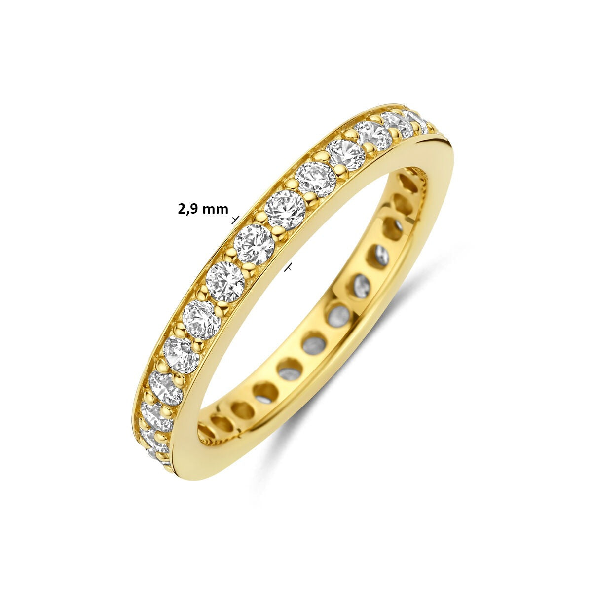 Pozłacany pierścionek ze srebra 925 z cyrkonią 2.9 mm