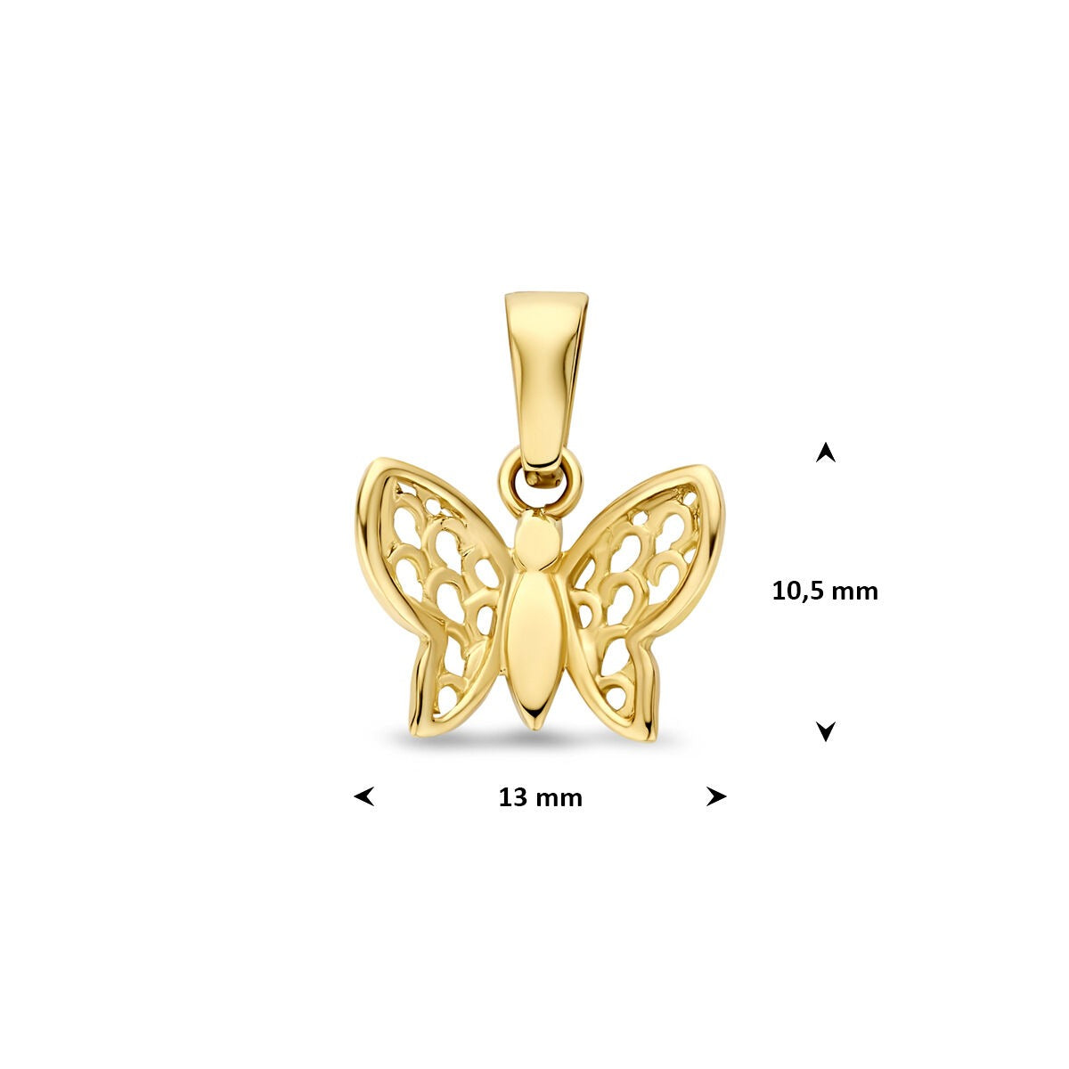 9k żółte złoto charms motyl