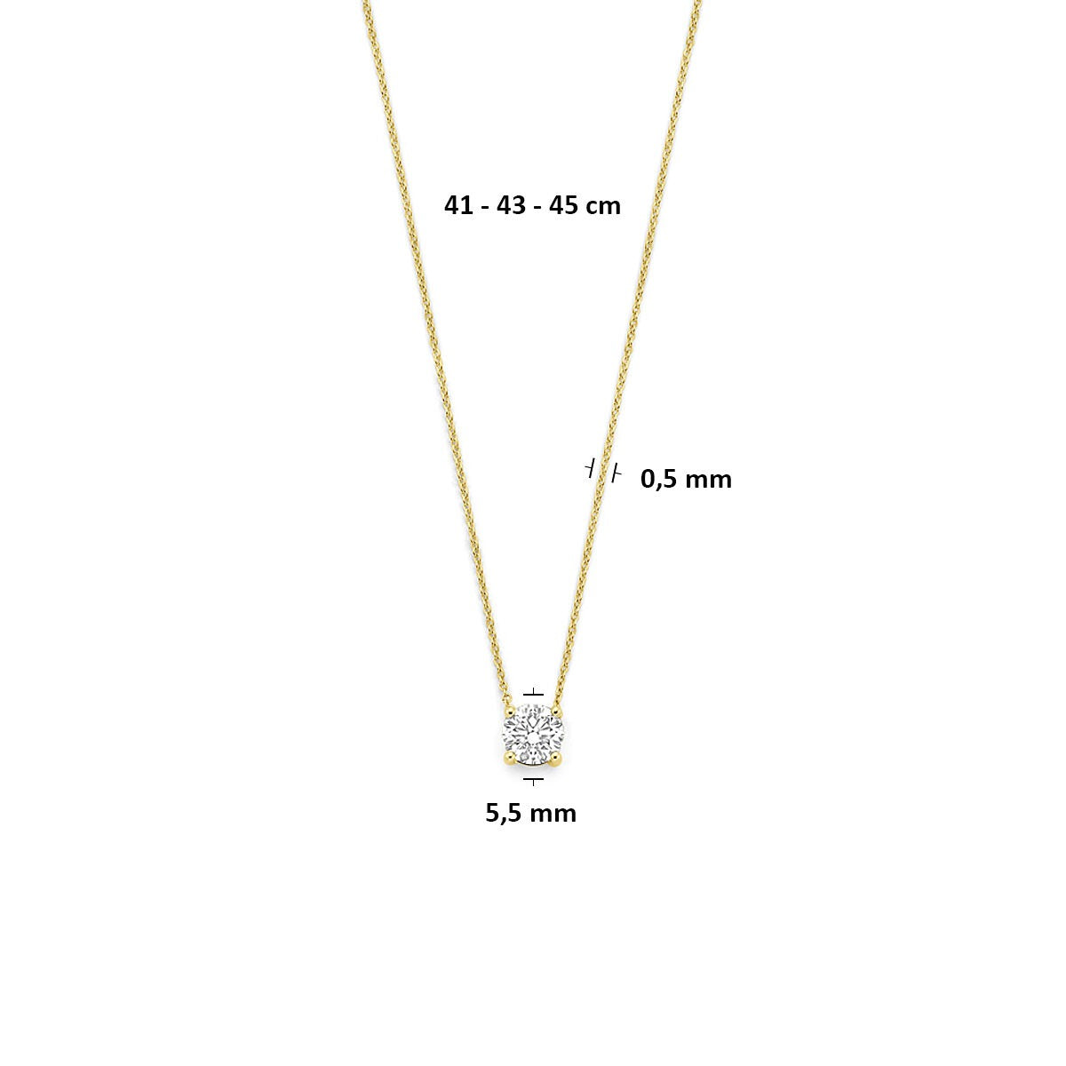14k Żółte złoto naszyjnik z diamentem hodowanym w laboratorium