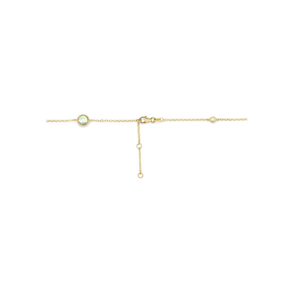 14k żółte złoto naszyjnik z zielonym ametystem i diamentem 0,25 ct