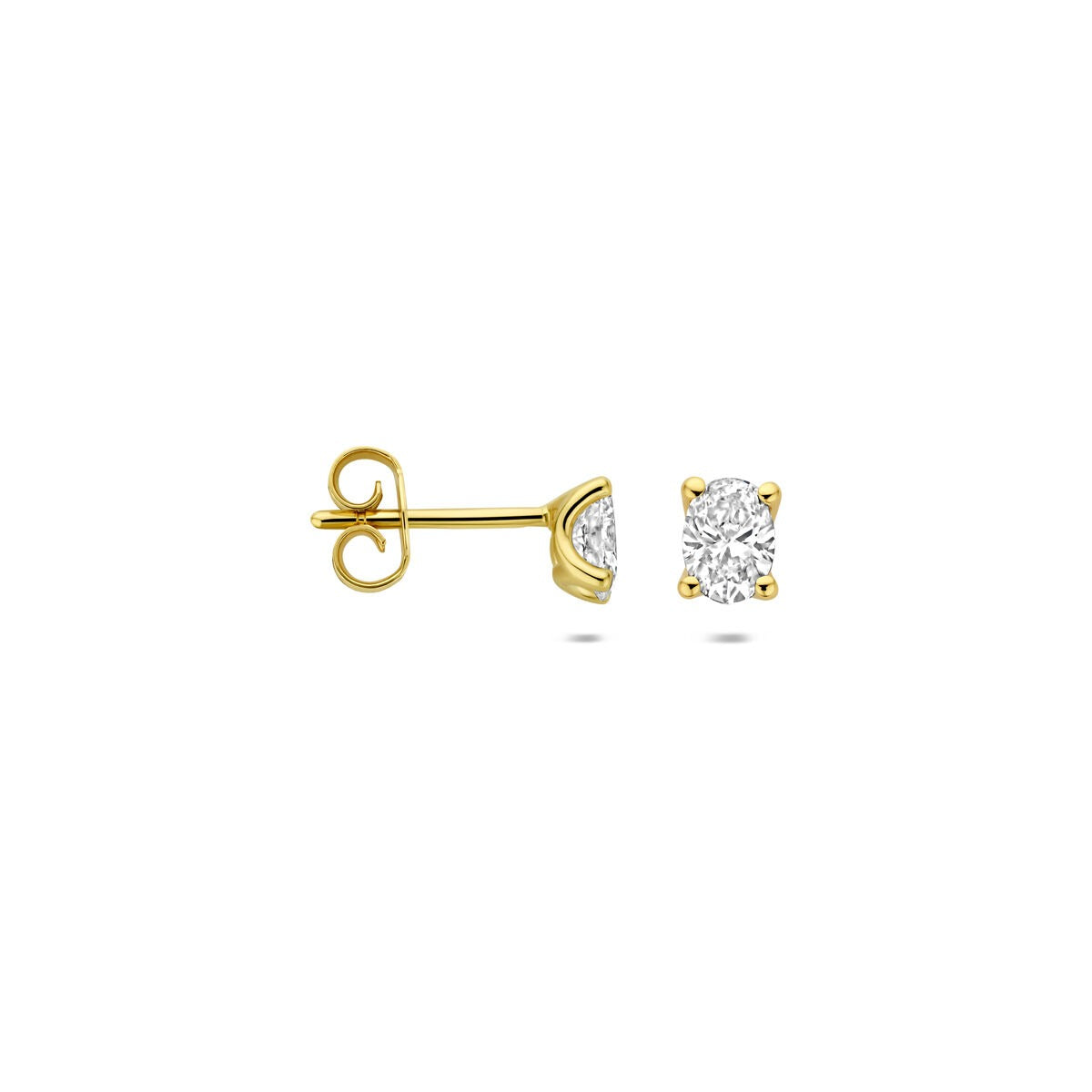 14k żółte złoto kolczyki wkrętki z diamentem hodowanym w laboratorium – owal 0.60ct