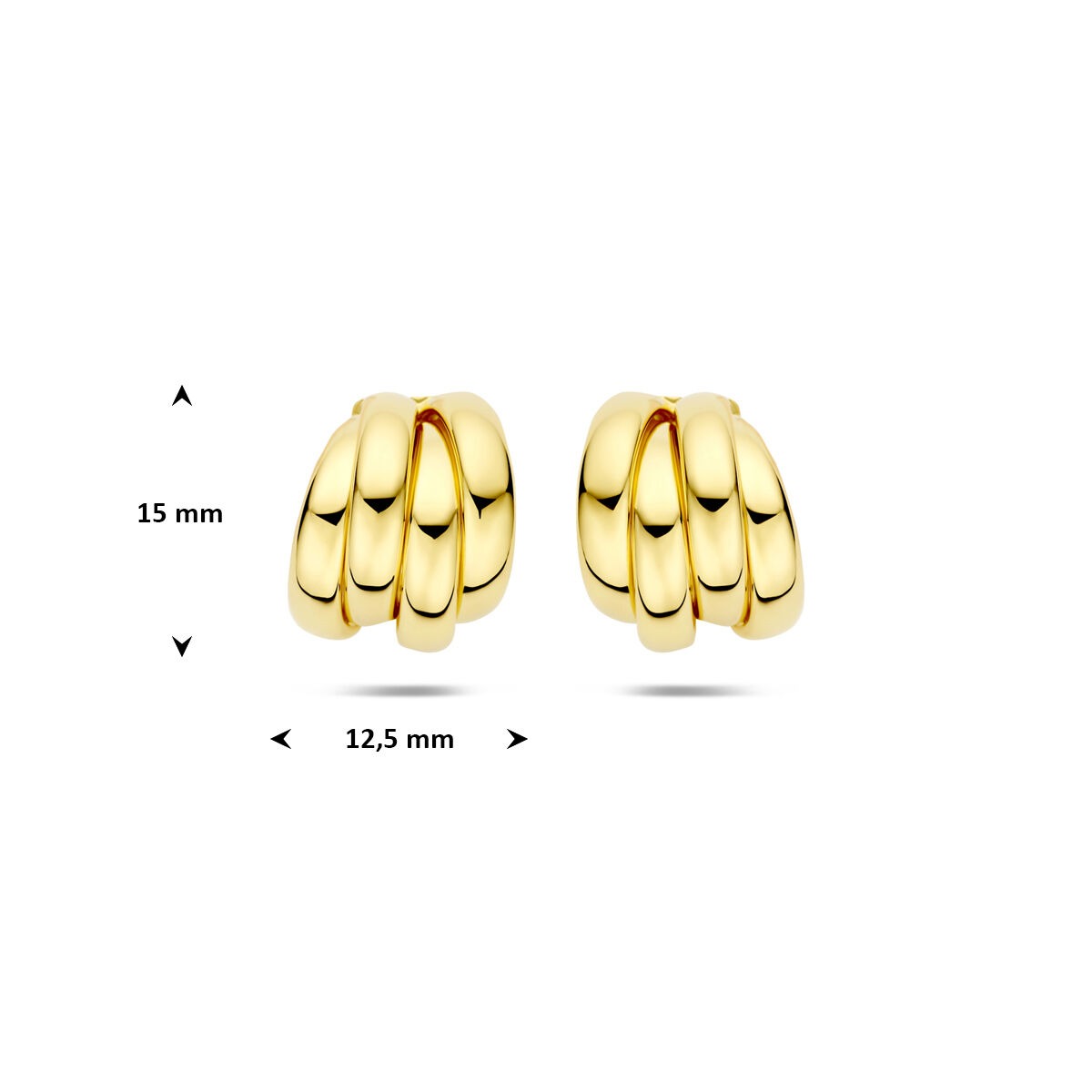 Pozłacane srebrne kolczyki wkrętki 15 x 12.5 mm