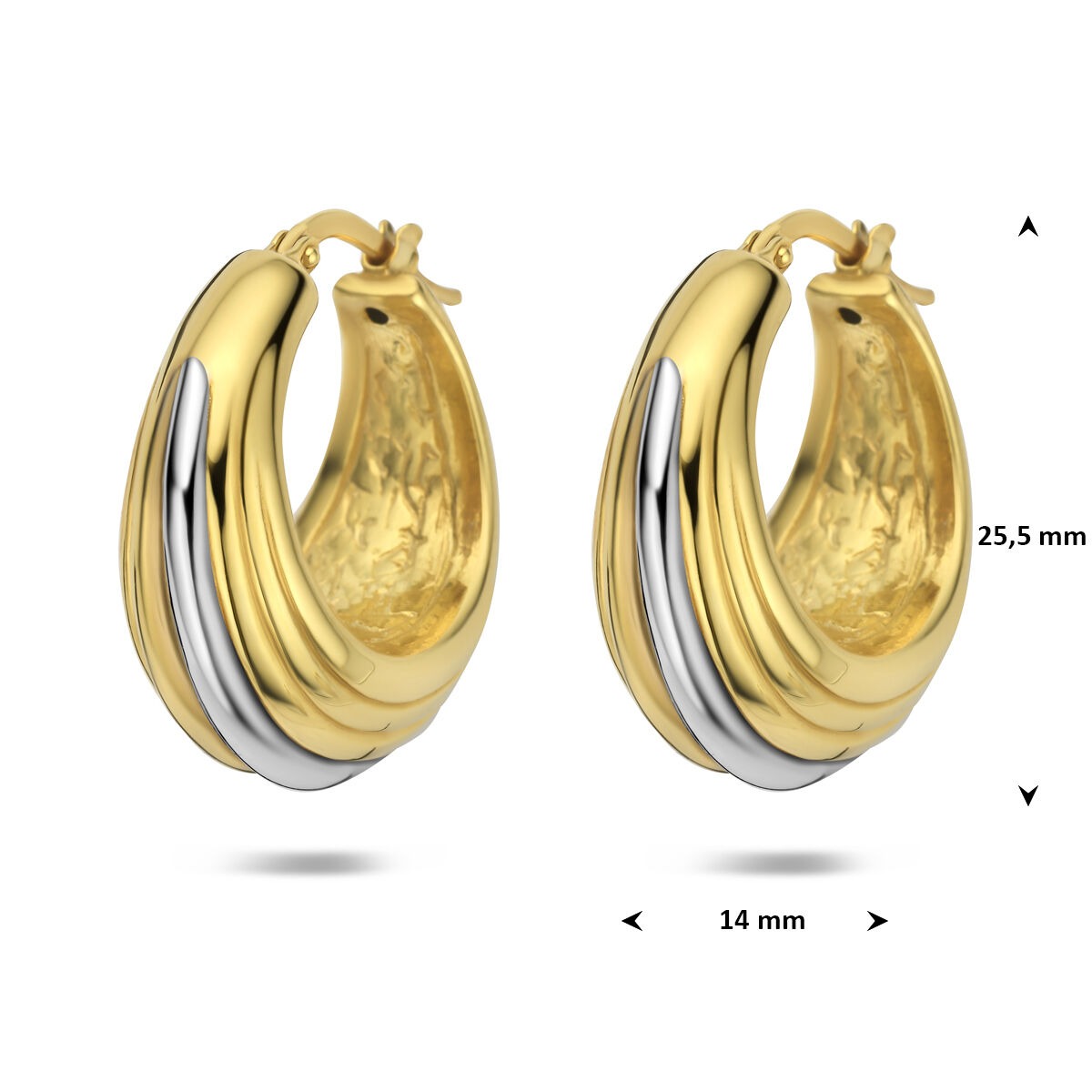Pozłacane 925 Srebrne Kolczyki Wkrętki 16,5 x 10 mm Damski