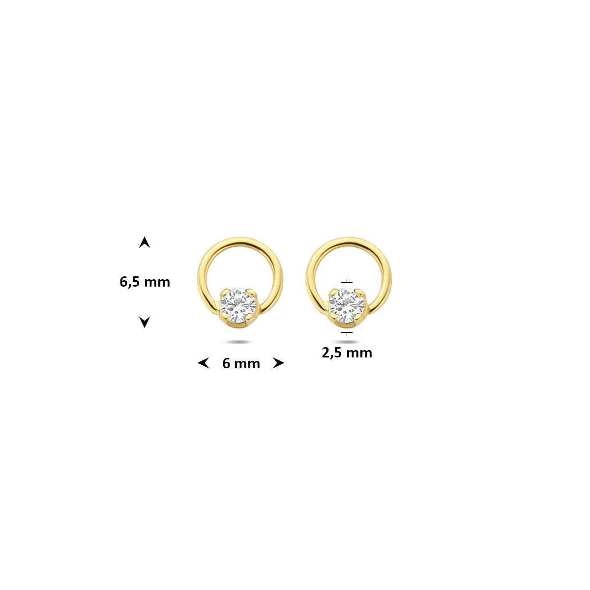 14k żółte złoto kolczyki wkrętki z diamentem lab grown 0,13 ct