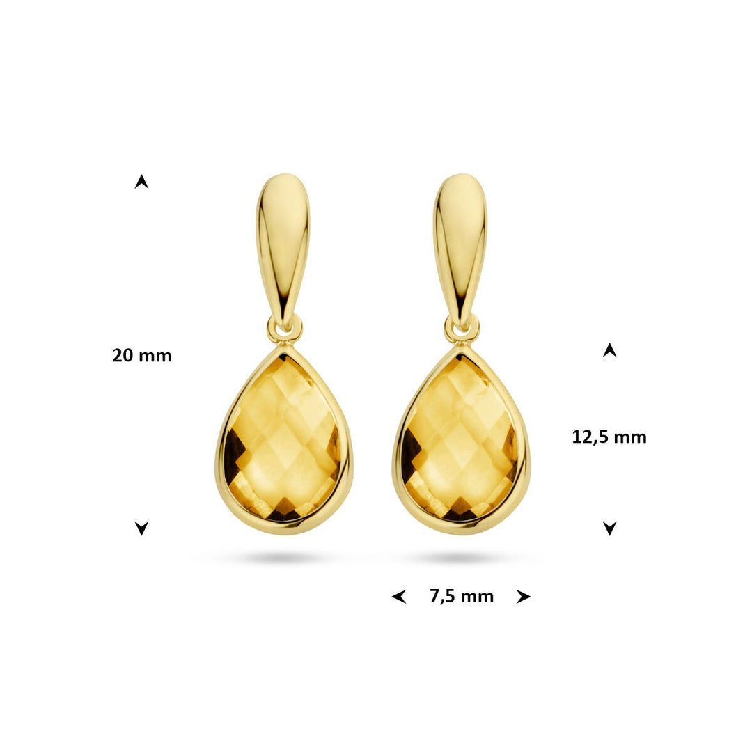 9k geelgouden oorhangers met citrien