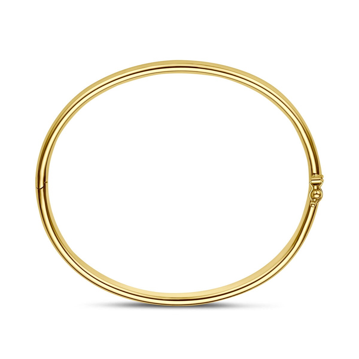 9k Żółte złoto bransoletka bangle z owalną rurką i srebrnym rdzeniem