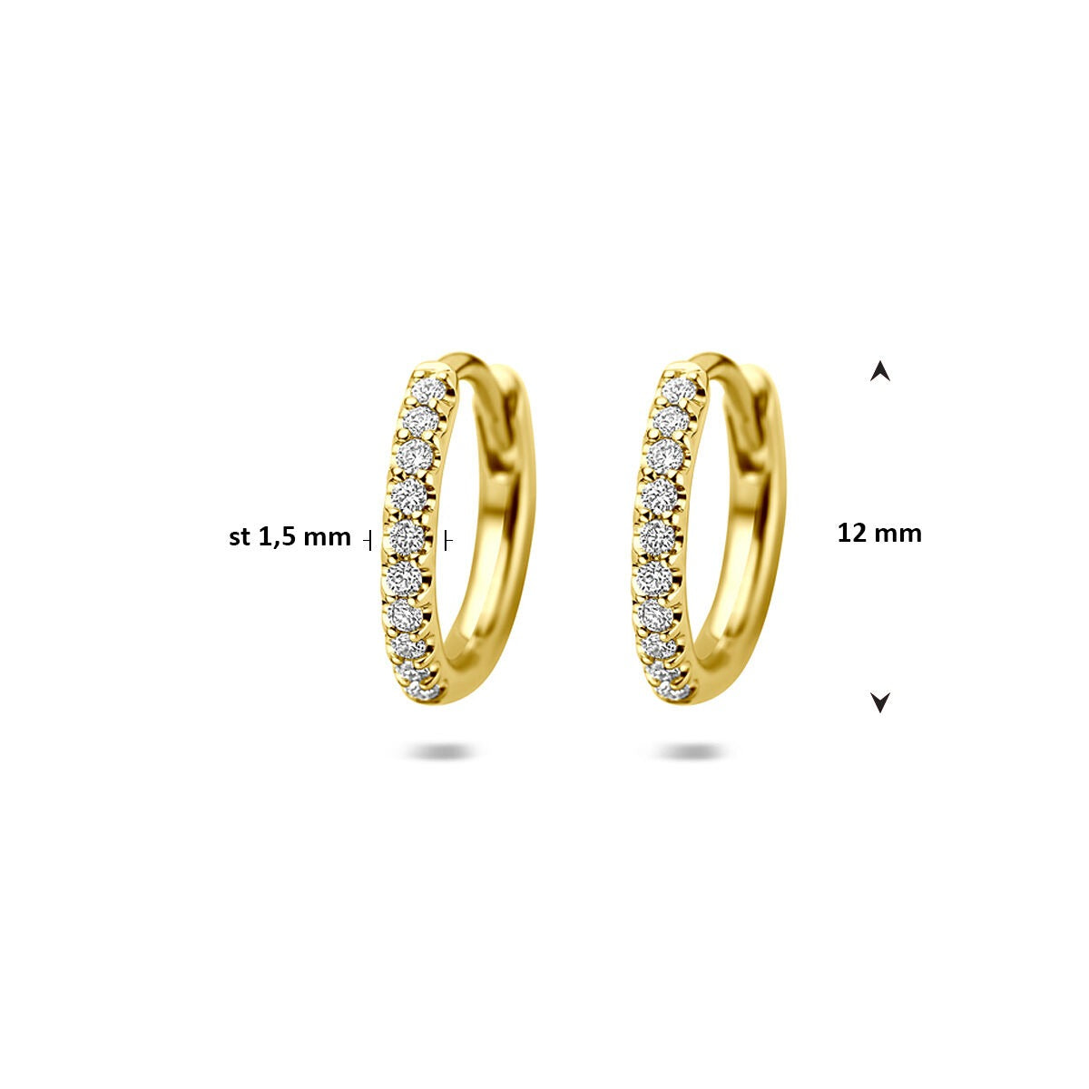 14k Żółte złoto kolczyki koła z diamentem hodowanym w laboratorium