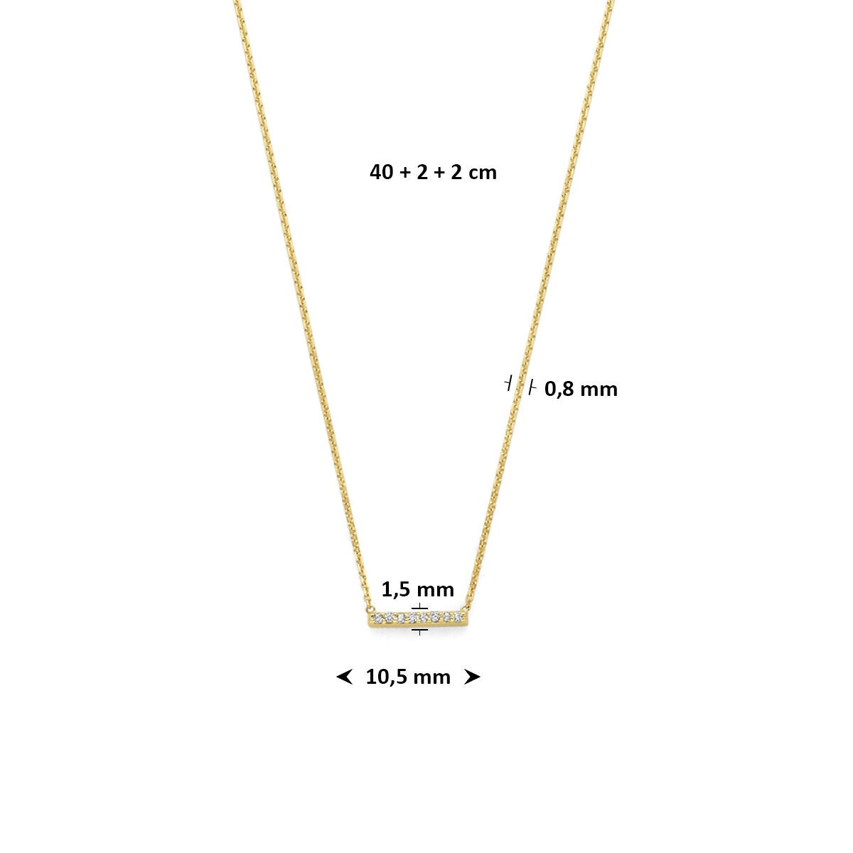 14k Geelgouden collier met lab grown diamant