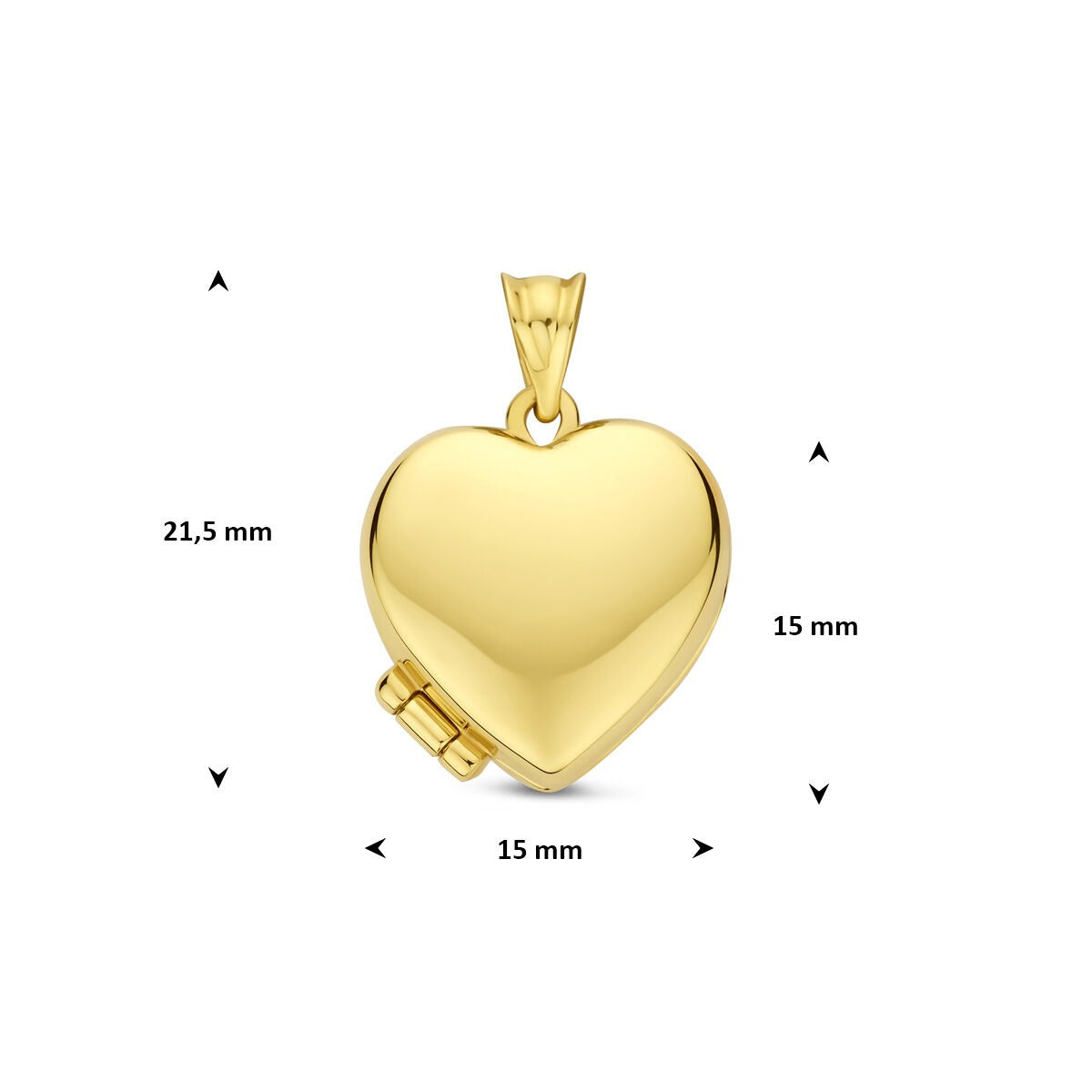 14k Żółte Złoto Sercowe Medalion 15 mm