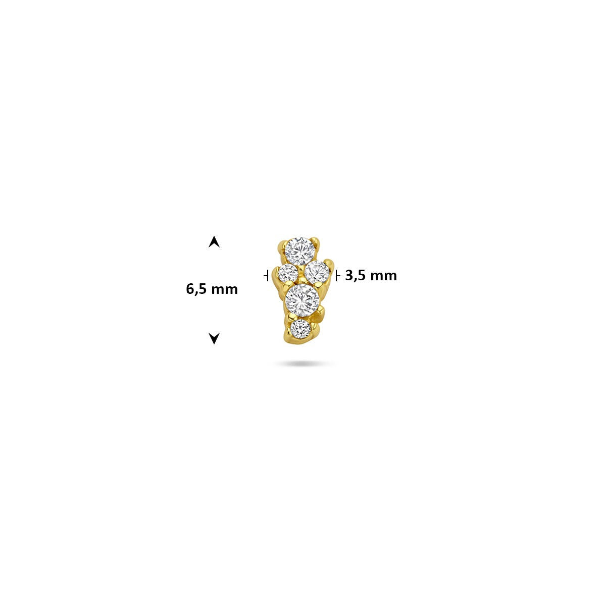 Pozłacany 925 srebrny piercing z płaskim tyłem z cyrkonią