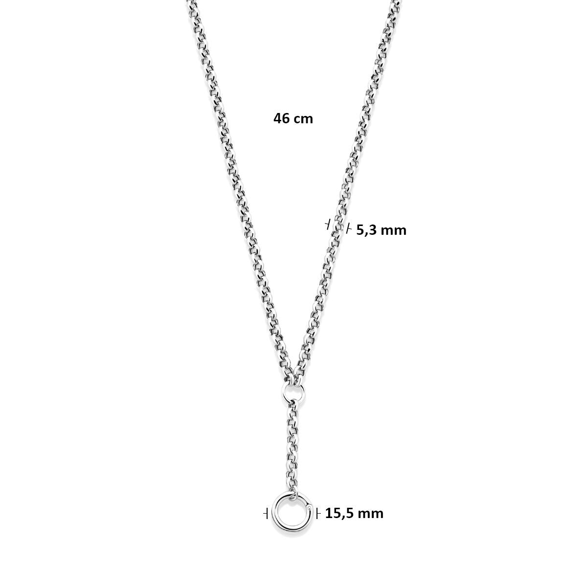 Rodowany 925 srebrny naszyjnik Y z łącznikiem 46 cm