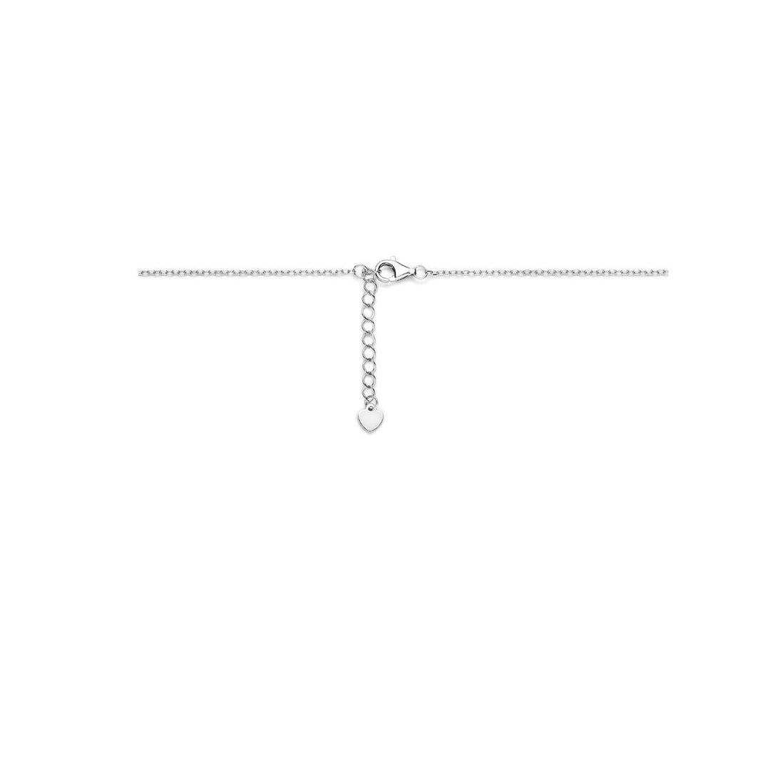 Gerhodineerd zilveren collier met saffier en zirkonia