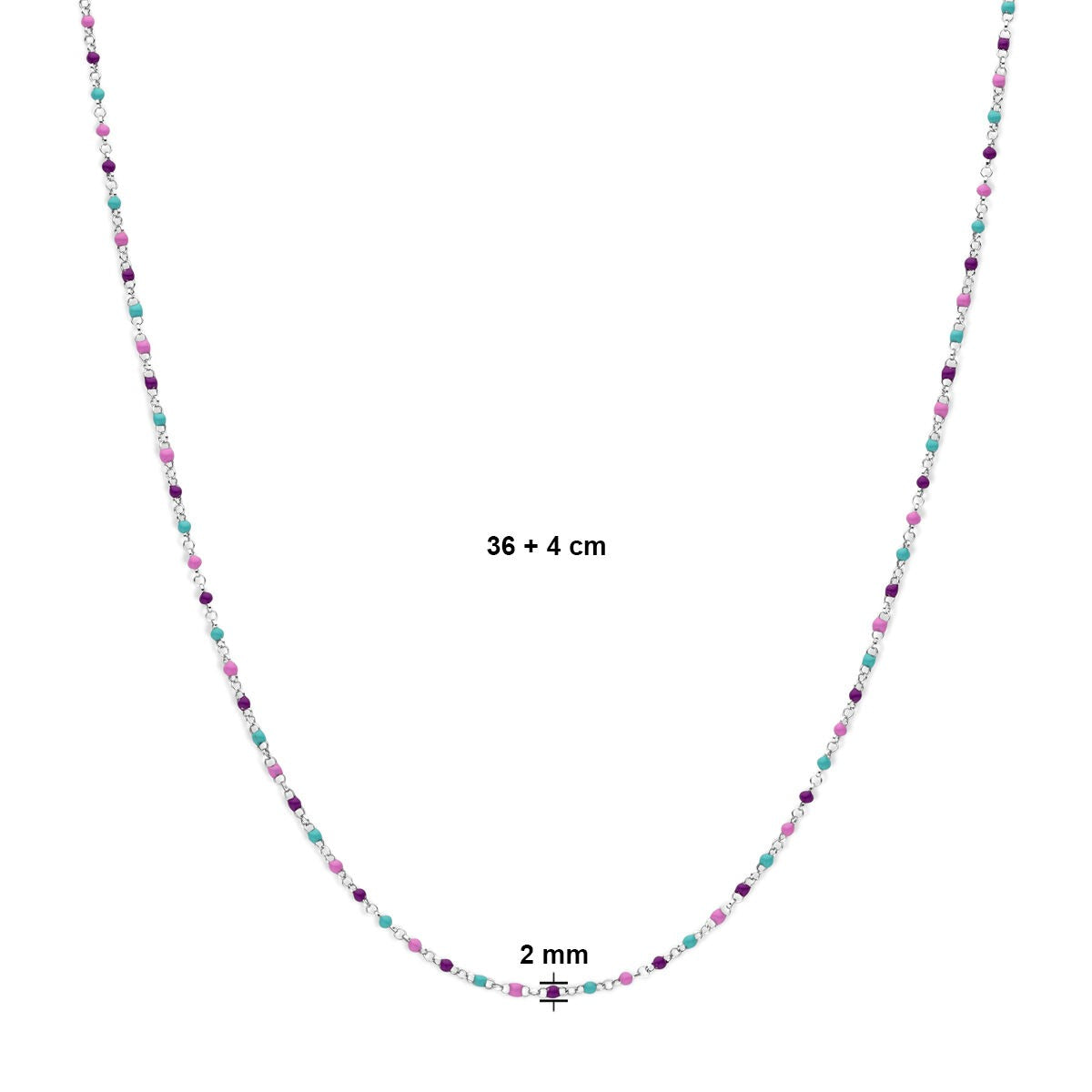 Rodowany Srebrny Naszyjnik Dziecięcy z Emaliowymi Kulkami – 36-40cm