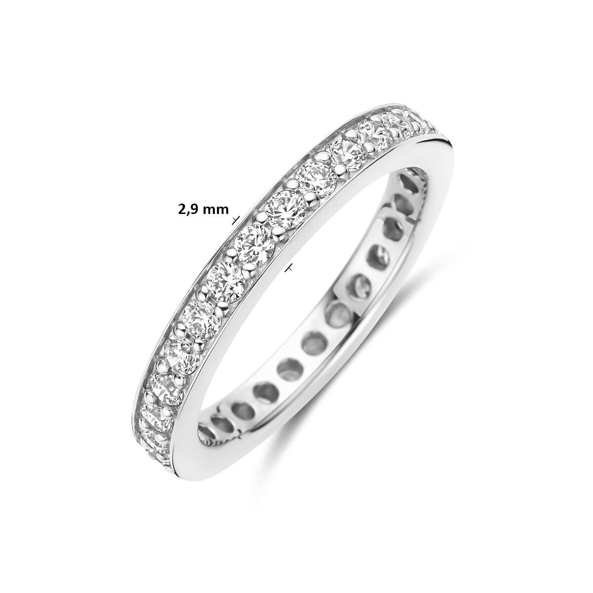 Rodowany pierścionek ze srebra 925 z cyrkonią 2.9 mm