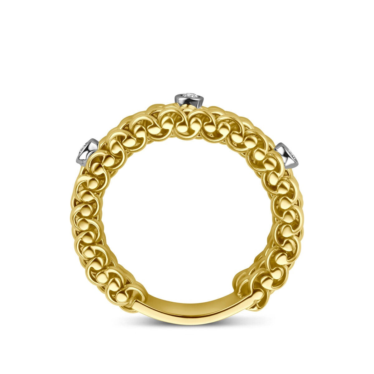 14k bicolor geel- en witgouden ring met diamant