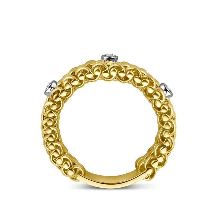 14k bicolor geel- en witgouden ring met diamant
