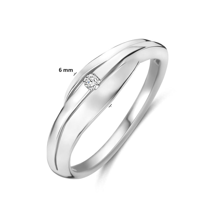Gerhodineerd 925 zilveren ring met lab grown diamant