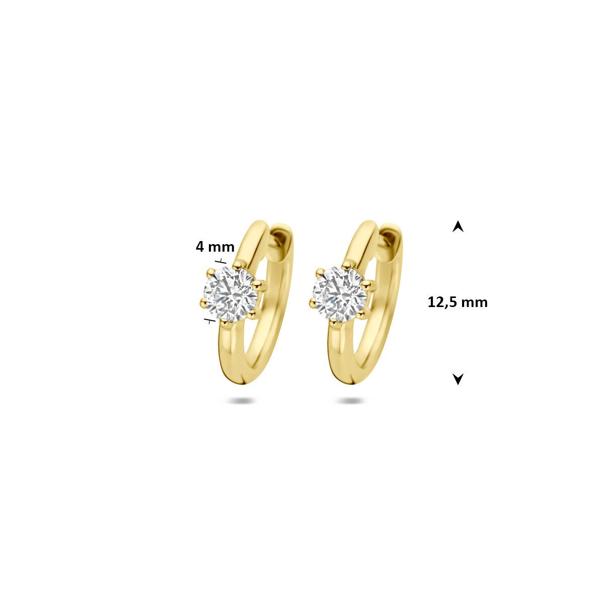 14k Złote kolczyki koła z diamentem hodowanym w laboratorium