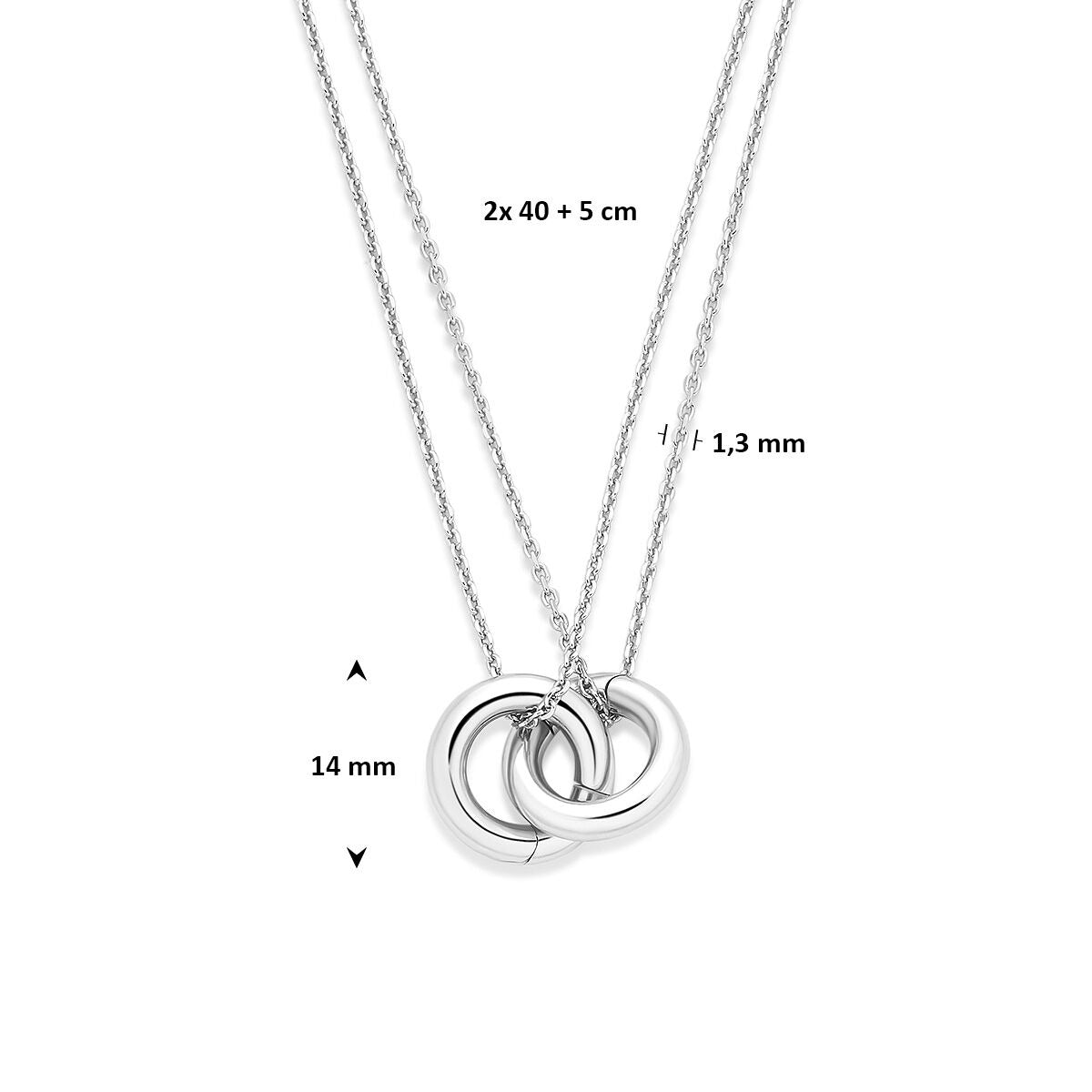 Rodowany 925 srebrny naszyjnik Forever Connected 2x z łącznikami