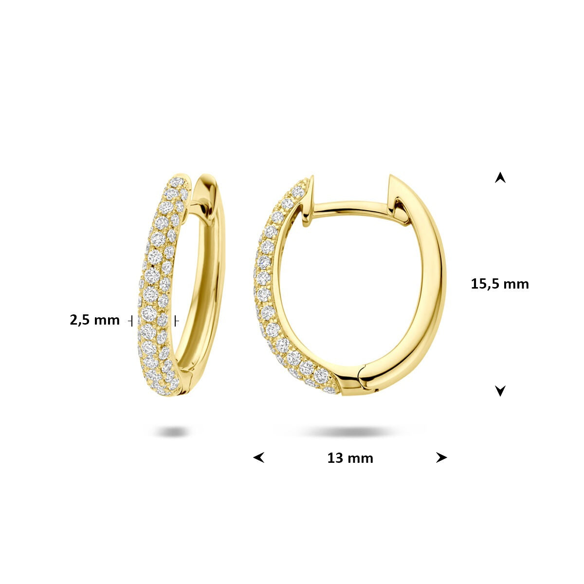 14k Złote kolczyki koła z diamentem
