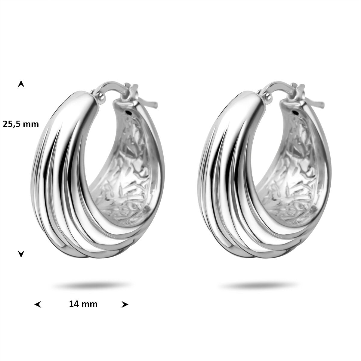Rodowane 925 Srebrne Kolczyki Koła 25,5 x 14 mm Damski